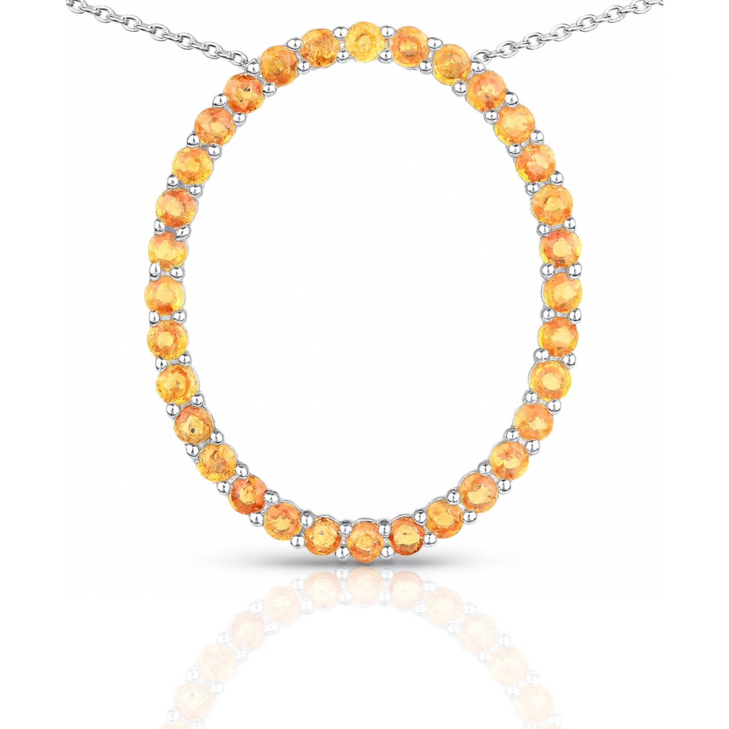 Pendentif en argent sterling 925 avec saphir orange véritable de 2,88 carats