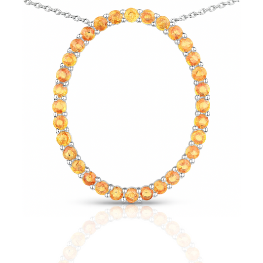 Pendentif en argent sterling 925 avec saphir orange véritable de 2,88 carats