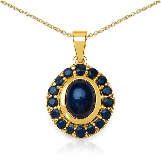 Pendentif en argent sterling 925 avec saphir bleu véritable de 3,02 carats