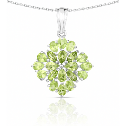 Pendentif en argent sterling 925 avec péridot véritable de 3,40 carats