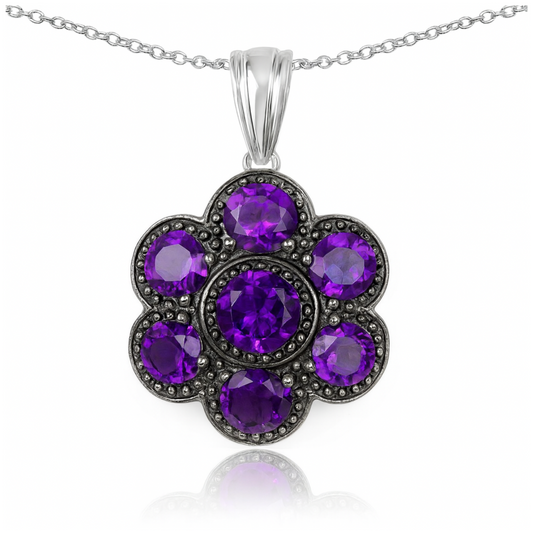 Pendentif en argent sterling 925 avec améthyste véritable de 3,43 carats