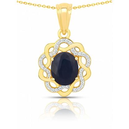 3.43 Carat Genuine Blue Sapphire and White Topaz .925 Sterling Silver Pendant