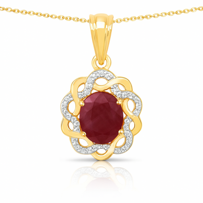 3.43 Carat Genuine Ruby and White Topaz .925 Sterling Silver Pendant
