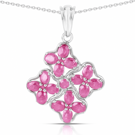 Pendentif en argent sterling 925 avec rubis véritable de 3,72 carats