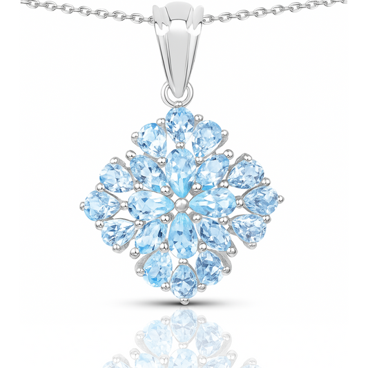 Pendentif en argent sterling 925 avec topaze bleue véritable de 3,80 carats