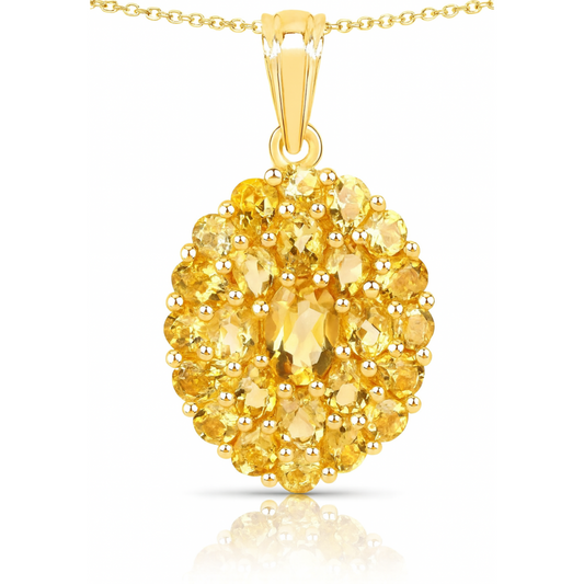 Pendentif en argent sterling 925 avec citrine véritable de 4,16 carats