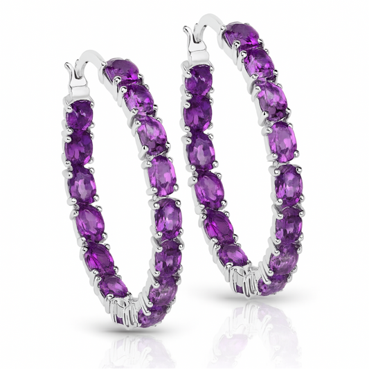 4.80 Carat Genuine Amethyst .925 Sterling Silver Earrings