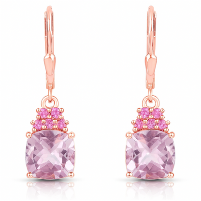 4.90 Carat Genuine Pink Amethyst and Rhodolite .925 Sterling Silver Earrings