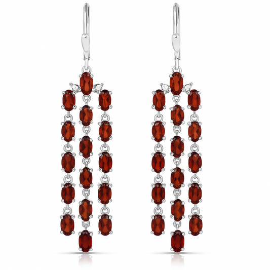8.96 Carat Genuine Garnet .925 Sterling Silver Earrings