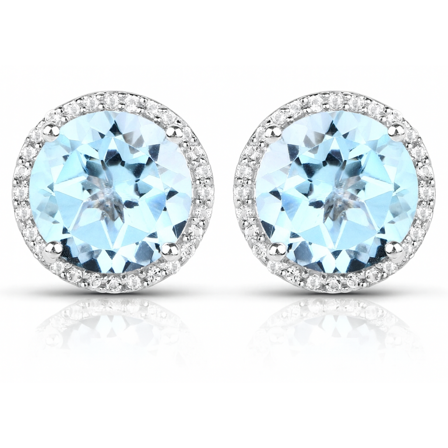 7.78 Carat Genuine Blue Topaz and White Topaz .925 Sterling Silver Earrings