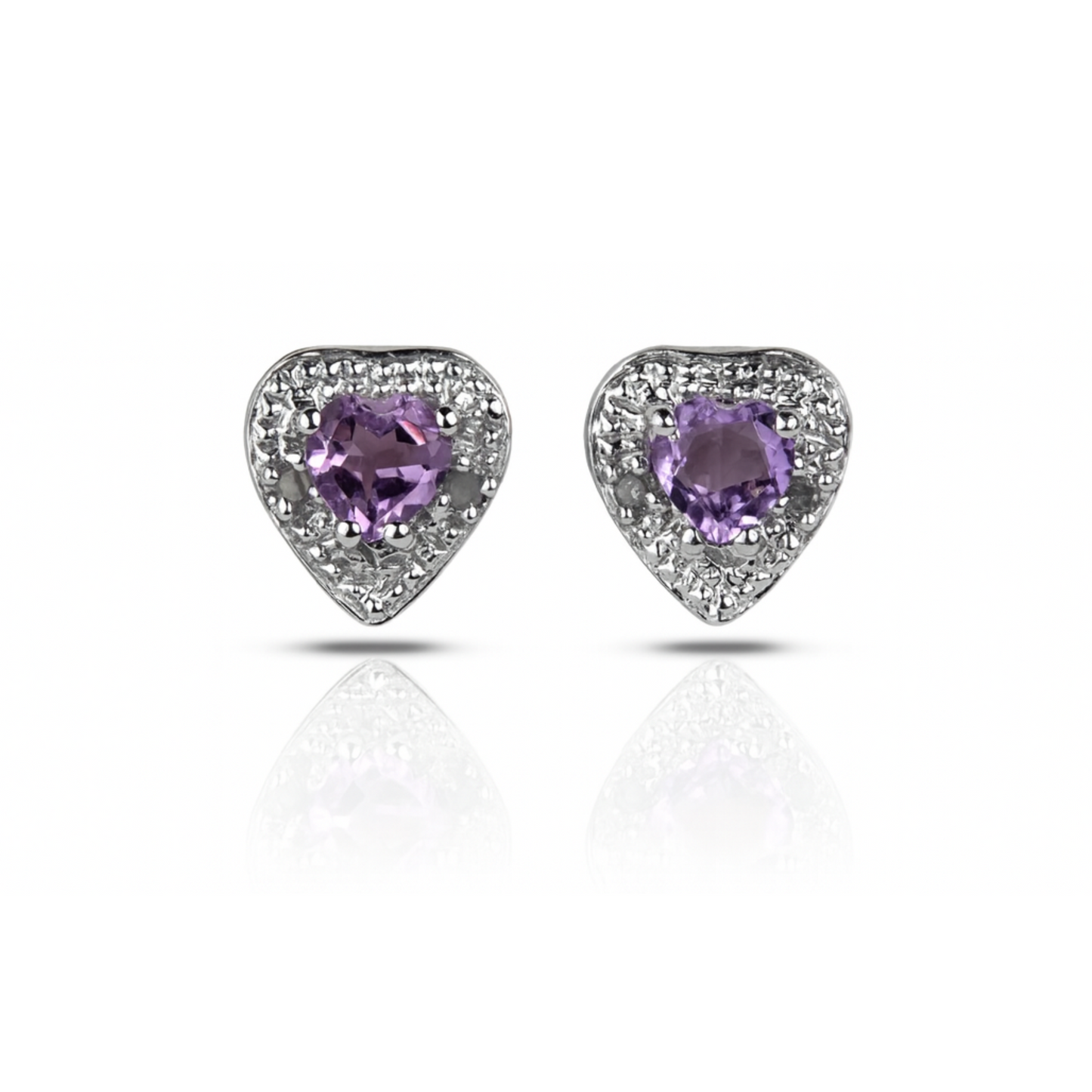Sterling Silver Heart-Shaped Amethyst Earring