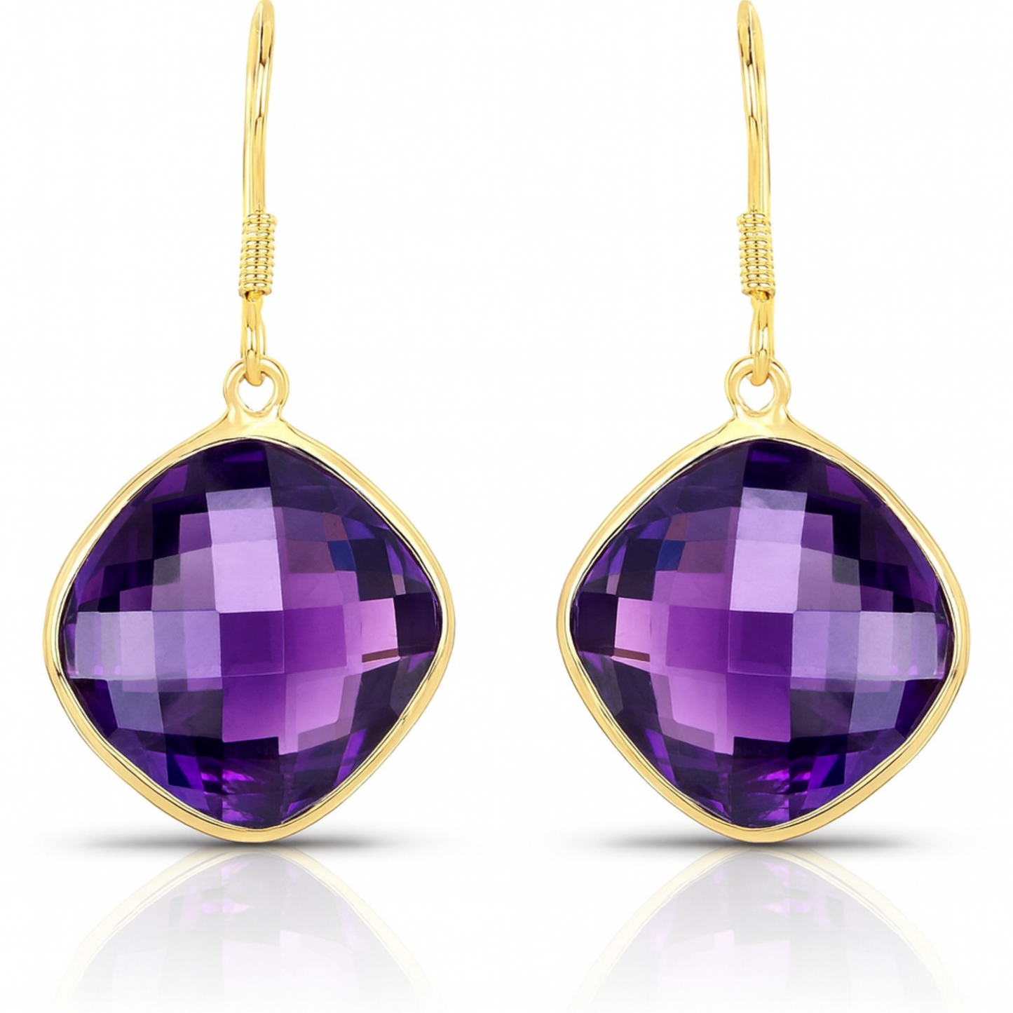 Boucles d'oreilles en argent sterling 925 avec améthyste véritable de 24,60 carats
