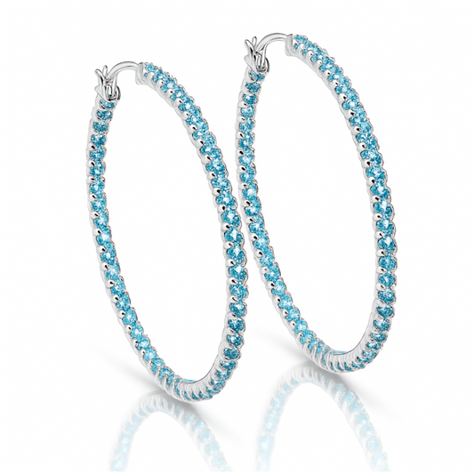 Boucles d'oreilles en argent sterling 925 avec topaze bleue suisse authentique de 3,60 carats