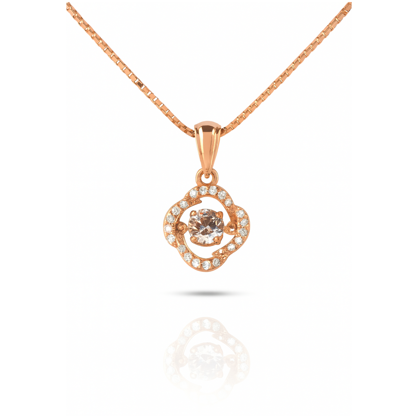 Dancing Diamond Necklace with Cubic Zirconia in Gold ( Chain Included )