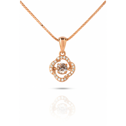 Collier en diamant dansant avec zircone cubique en or (chaîne incluse)