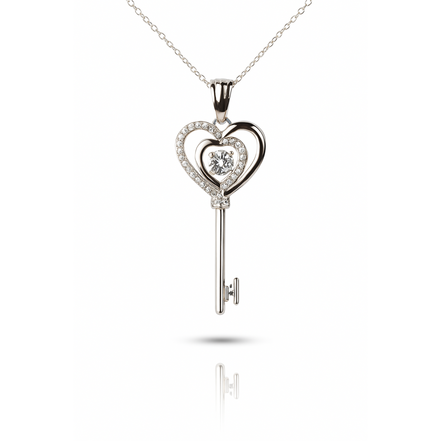 Sterling Silver Dancing Diamond Pendant with Cubic Zirconia and Chain