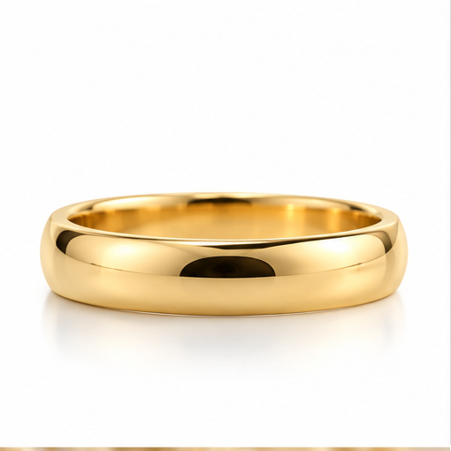 18K Yellow Gold 4MM Polished Wedding Band