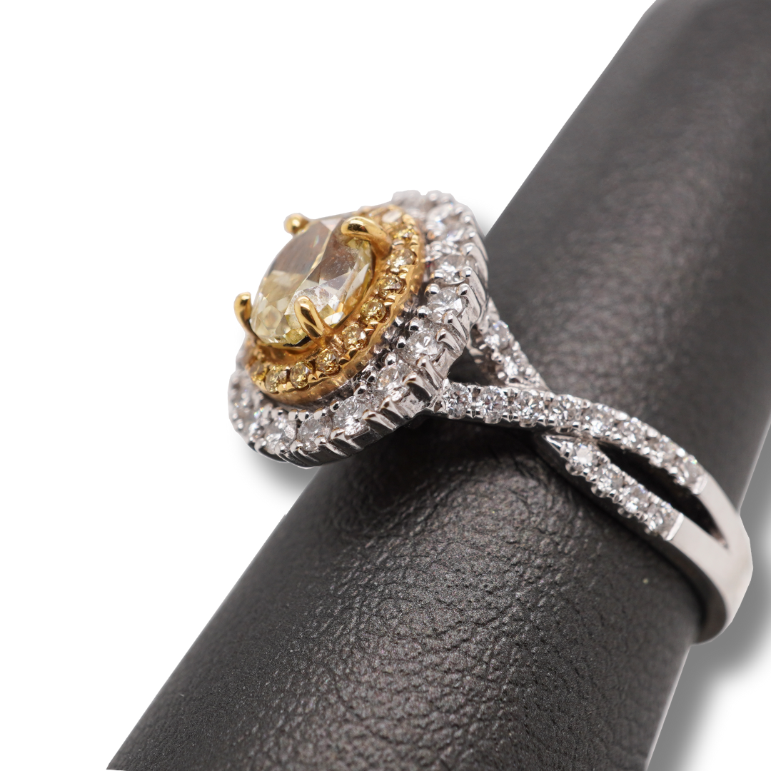 The Signature Oval Engagement Ring With A Fancy Yellow Diamond