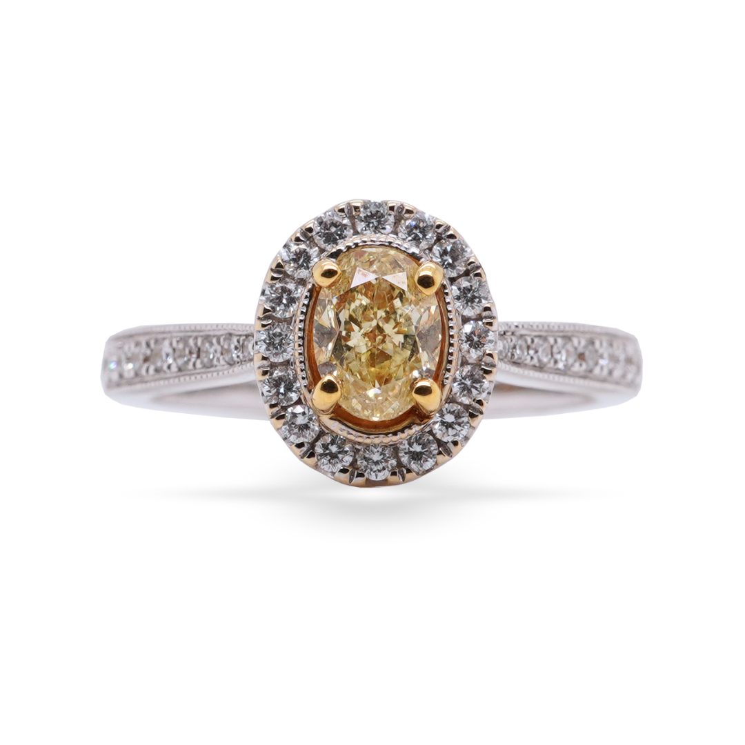 Oval Yellow Diamond Ring : Radiance in Harmony