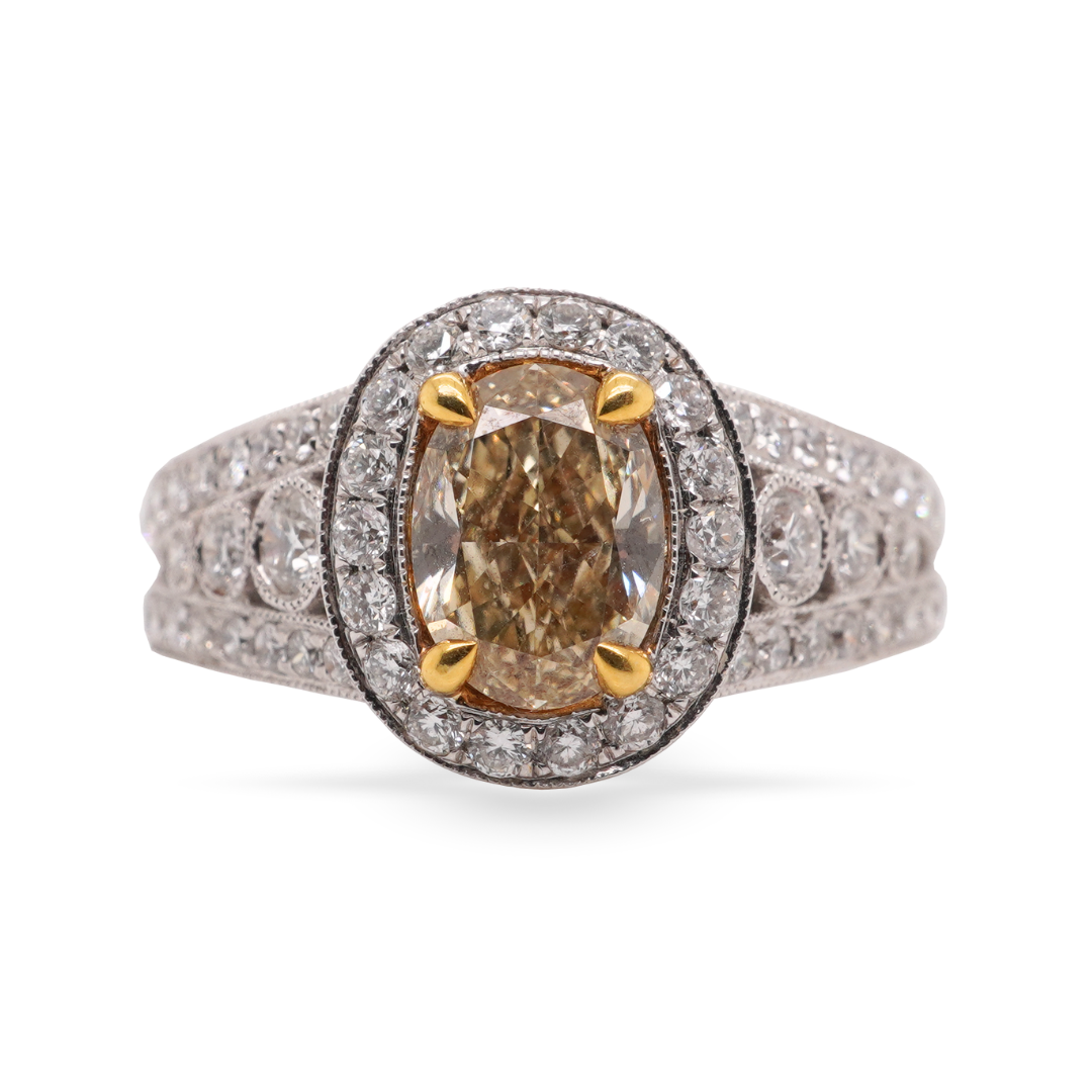 Oval Shaped Yellow Diamond Ring