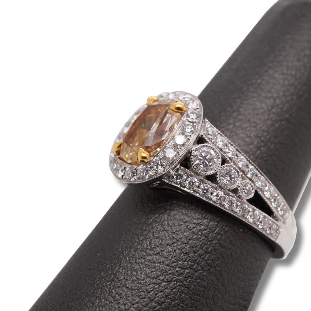 Oval Shaped Yellow Diamond Ring