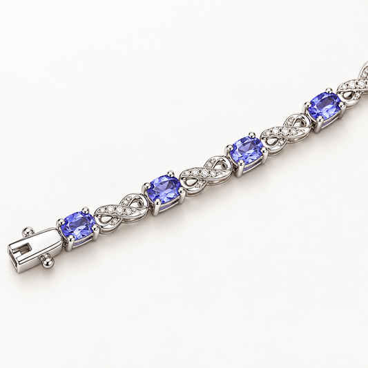 14K White Gold Tanzanite & Diamond Infinity-Link Bracelet