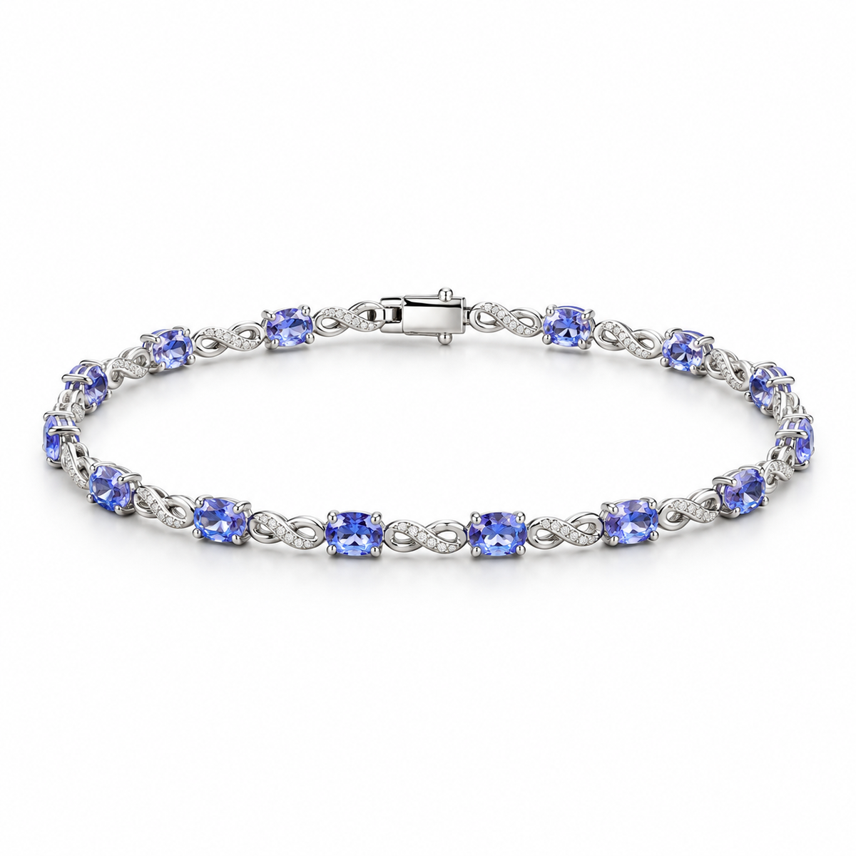 14K White Gold Tanzanite & Diamond Infinity-Link Bracelet