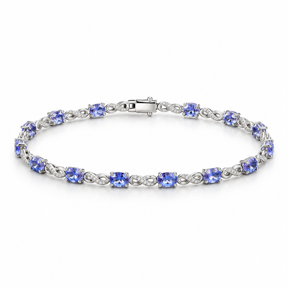 14K White Gold Tanzanite & Diamond Infinity-Link Bracelet