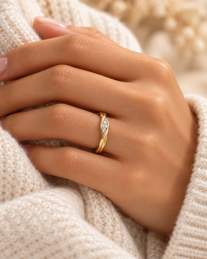 10K Yellow Gold 0.01 CT Diamond Accent Ring