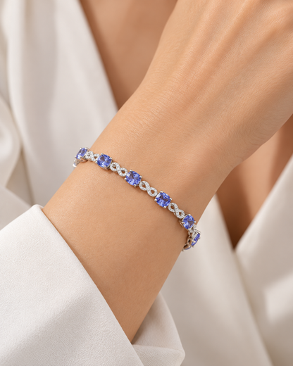 14K White Gold Tanzanite & Diamond Infinity-Link Bracelet