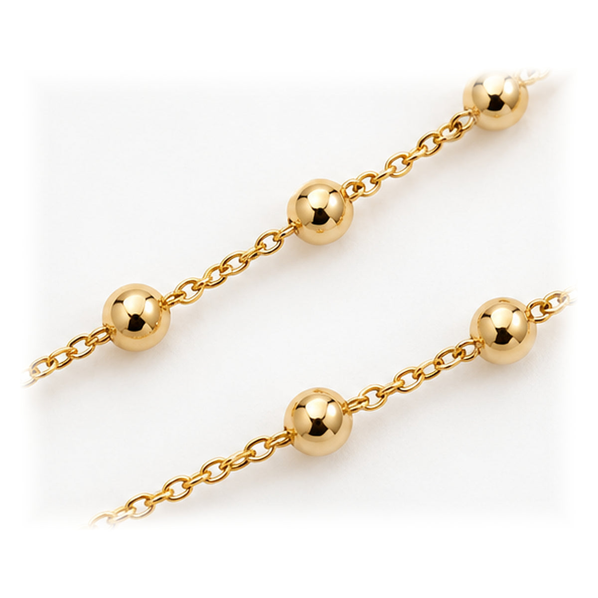 14K Yellow Gold Rosary Necklace with Crucifix and Beaded Chain