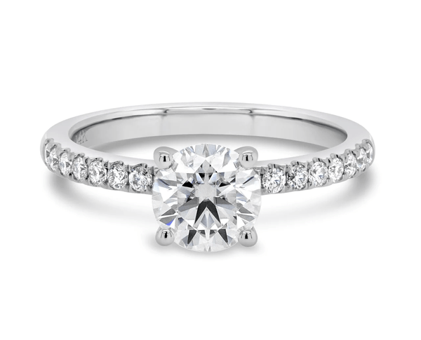 Bague De Fiançailles Diamant Simulé - Or Blanc 14 Carats - Taille Ronde - Taille 8.5 - Neuf