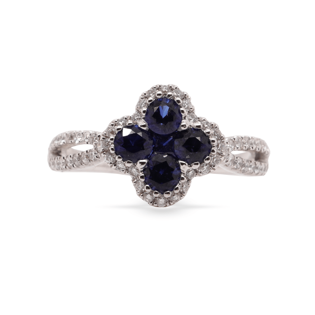 Clover - Style Sapphire Ring - Rings - Clover - Style Sapphire Ring - Omni Jewelcrafters