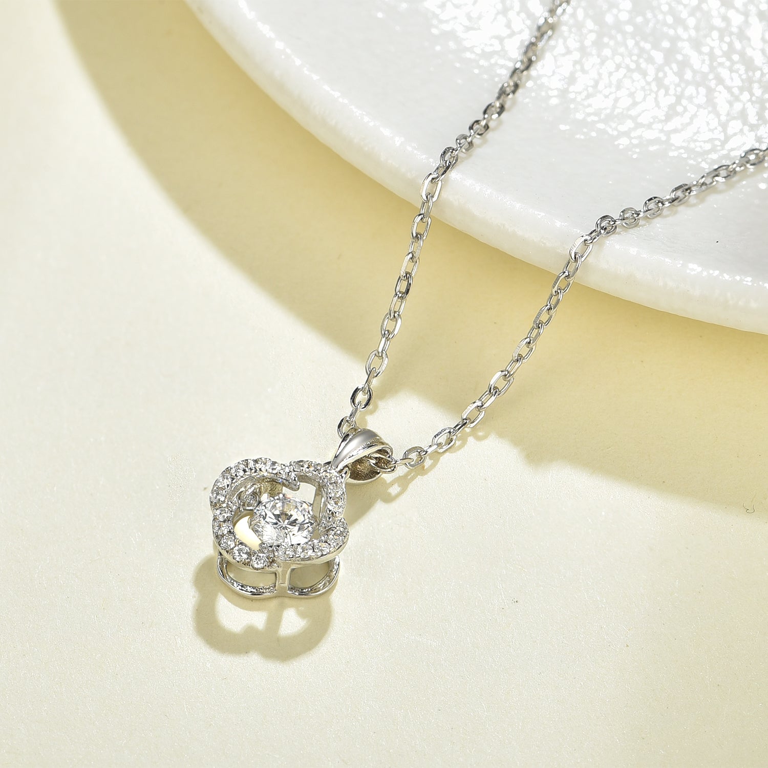 Dancing Diamond Pendant - Cubic Zirconia with Chain - Pendants - Dancing Diamond Pendant - Cubic Zirconia with Chain - Omni Jewelcrafters