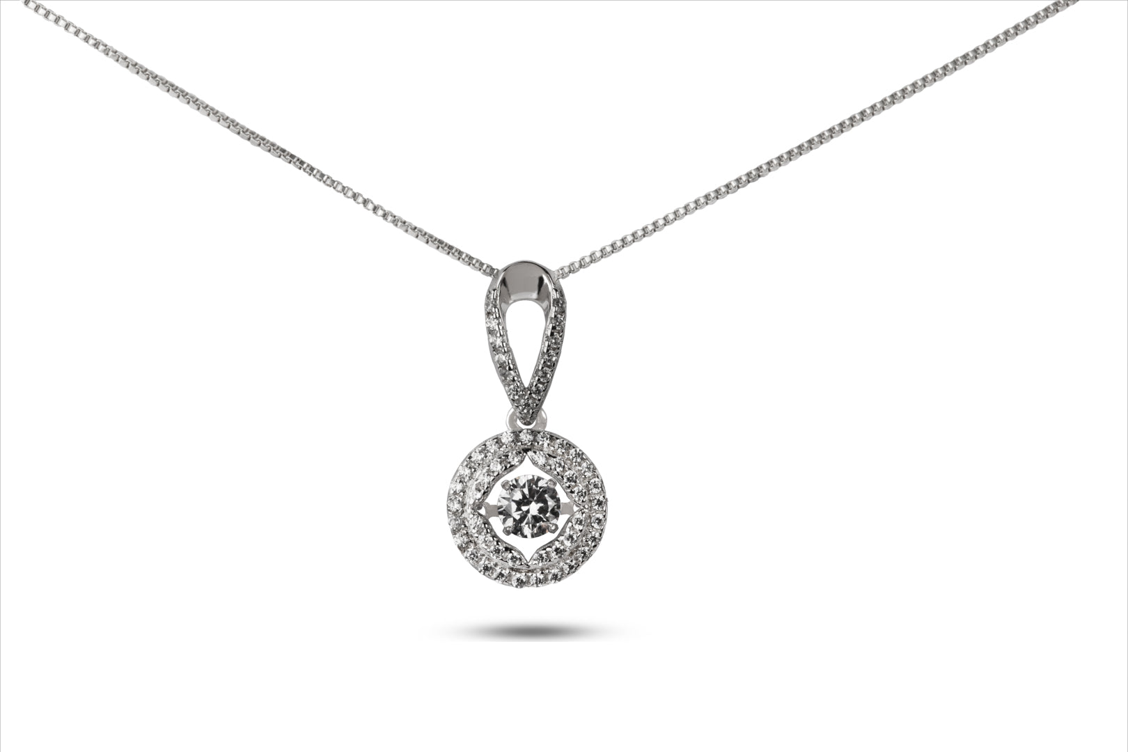 Dancing Diamond Pendant with Cubic Zirconia in Sterling Silver (Chain Included) - Pendants - Dancing Diamond Pendant with Cubic Zirconia in Sterling Silver (Chain Included) - Omni Jewelcrafters