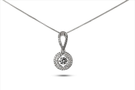 Dancing Diamond Pendant with Cubic Zirconia in Sterling Silver (Chain Included) - Pendants - Dancing Diamond Pendant with Cubic Zirconia in Sterling Silver (Chain Included) - Omni Jewelcrafters