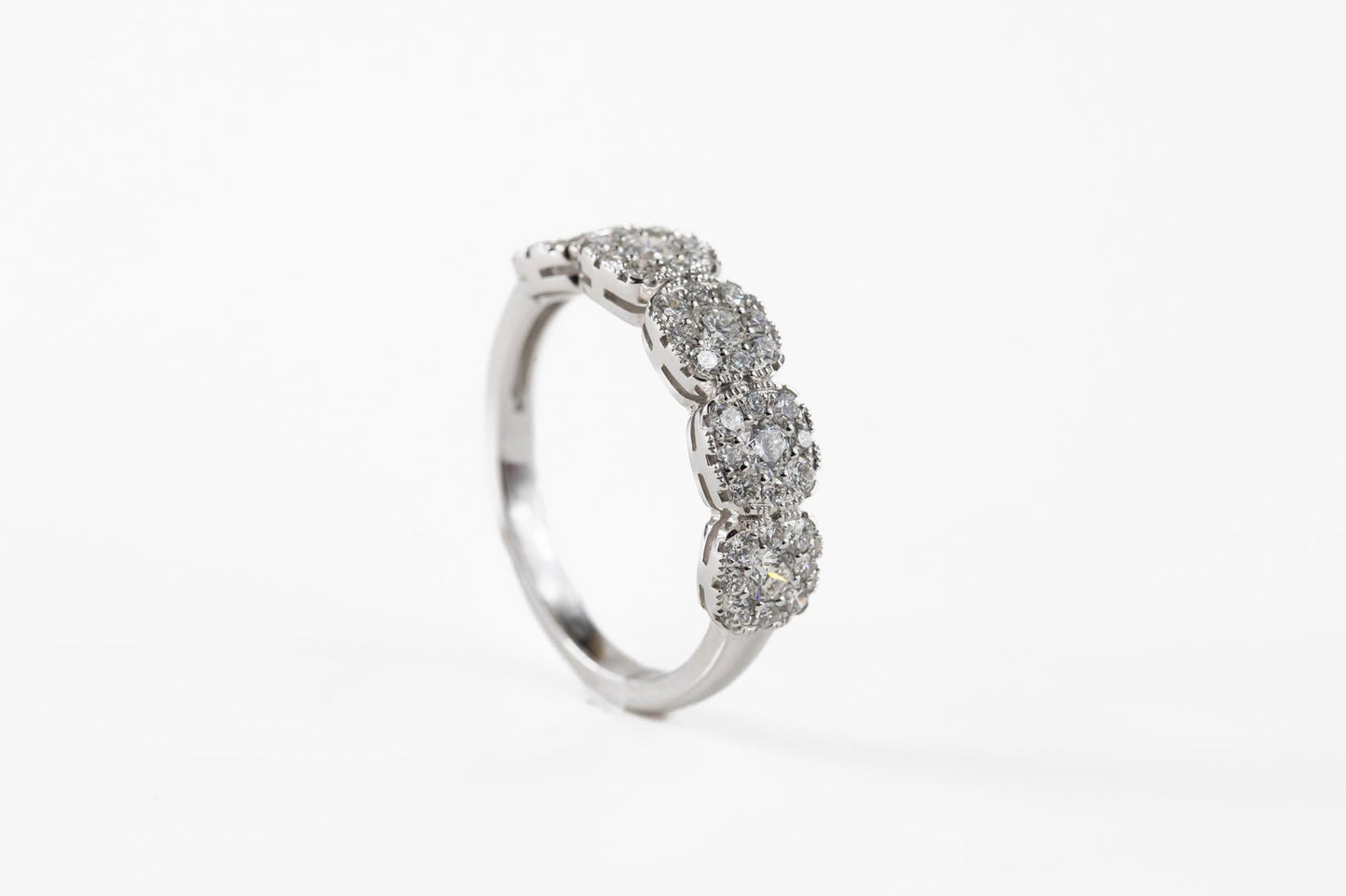 Diamond Cluster in 18kt White Gold Dinner Ring - Rings - Diamond Cluster in 18kt White Gold Dinner Ring - Omni Jewelcrafters