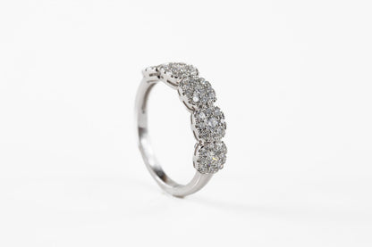 Diamond Cluster in 18kt White Gold Dinner Ring - Rings - Diamond Cluster in 18kt White Gold Dinner Ring - Omni Jewelcrafters