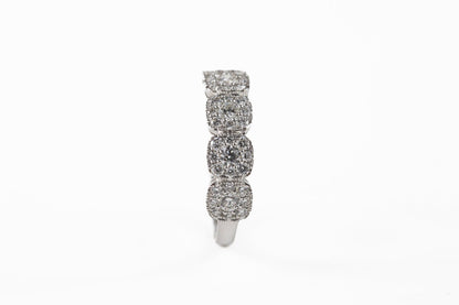 Diamond Cluster in 18kt White Gold Dinner Ring - Rings - Diamond Cluster in 18kt White Gold Dinner Ring - Omni Jewelcrafters