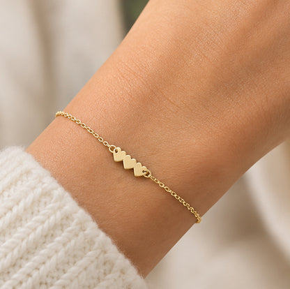 10K Yellow Gold Triple Heart Baby Bracelet