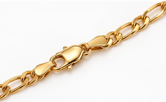 10K Yellow Gold Figaro Link ID Bracelet with Engraved Accents