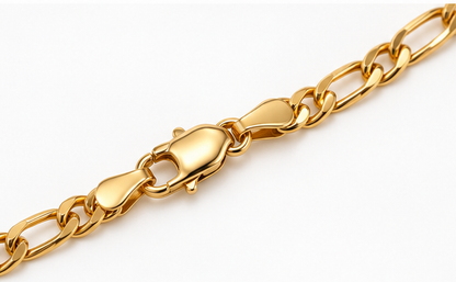 10K Yellow Gold Figaro Link ID Bracelet with Engraved Accents
