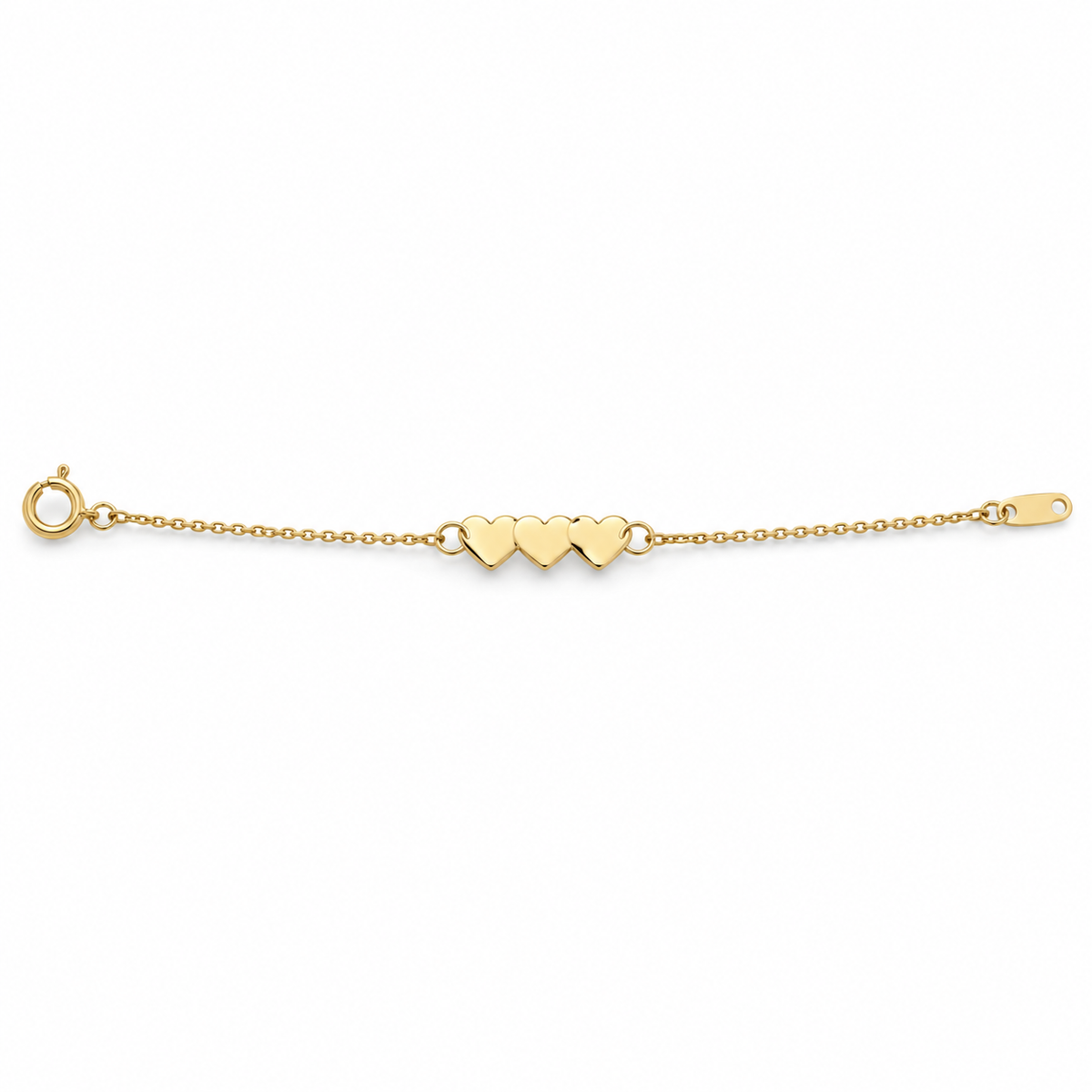 10K Yellow Gold Triple Heart Baby Bracelet