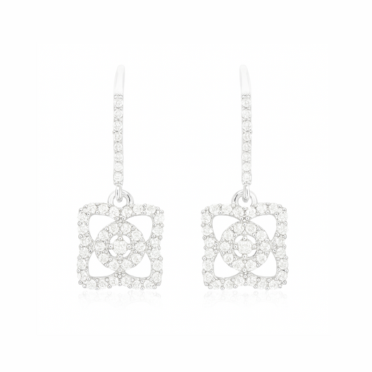 0.56 Carat Genuine White Diamond .925 Sterling Silver Earrings