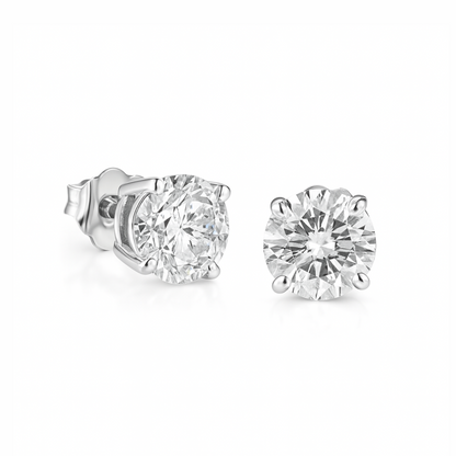 14K Solid  Gold 5.5mm Round Moissanite Solitaire Stud Earrings