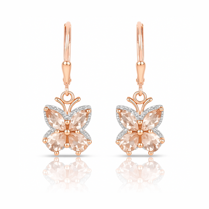 18K Rose Gold Plated 1.88 Carat Genuine Morganite .925 Sterling Silver Earrings