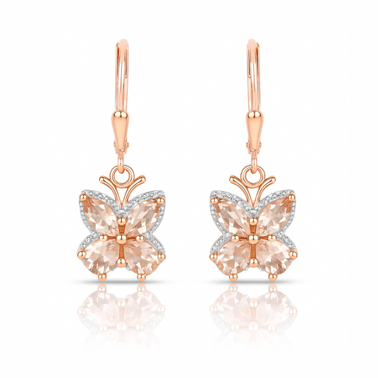 18K Rose Gold Plated 1.88 Carat Genuine Morganite .925 Sterling Silver Earrings