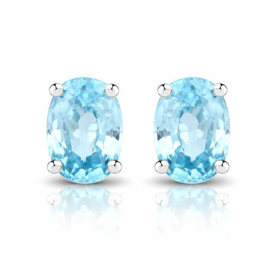 2.40 Carat Genuine Blue Zircon .925 Sterling Silver Earrings