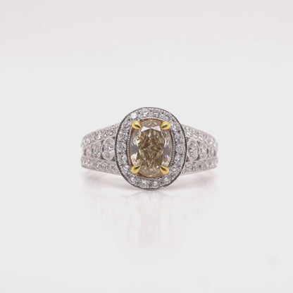 Oval Shaped Yellow Diamond Ring