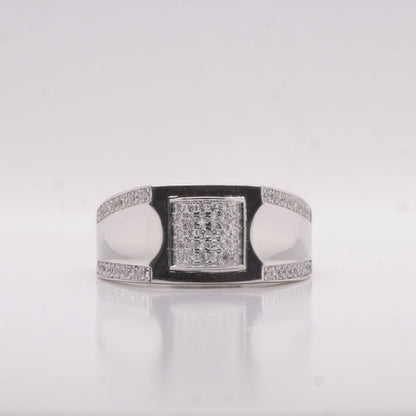 Men's Silver Ring with Cubic Zirconia Side Stones